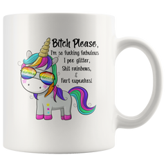 Unicorn Bitch Please, Im So Fcking Fabulous I Pee Glitter Unicorn Mug Coffee Mug Funny Gift