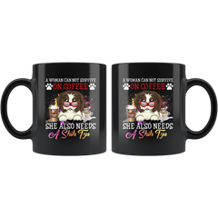 A Woman Can Not Survive On Coffee She Also Needs a Shih Tzu - Rainbow Text