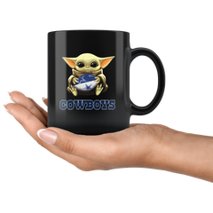 Dallas Cowboys Baby Yoda Star Wars Cute Yoda Cowboys Funny Black Yoda Coffee Mug Gift