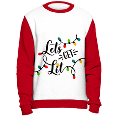 Christmas Lights Let's Get Lit Cute Red Ugly Christmas Sweater