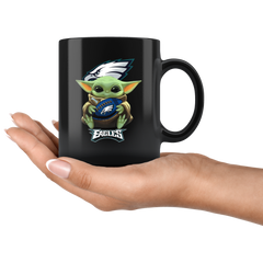 Philadelphia Eagles NFL Black Coffee Mug Football Star Wars Team Yoda Funny Coffee Mug Gift