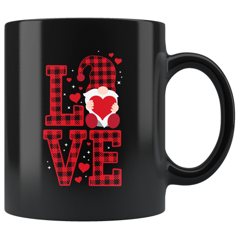 Valentines Day Gnome Mug L.O.V.E. Funny Valentines Black Gnome Coffee Mug Gift