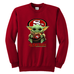 San Fransisco 49ERS Baby Yoda Star Wars Cute Yoda 49ERS Funny Yoda YOUTH Crewneck Sweatshirt