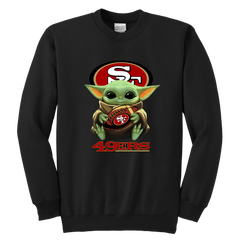 San Fransisco 49ERS Baby Yoda Star Wars Cute Yoda 49ERS Funny Yoda YOUTH Crewneck Sweatshirt