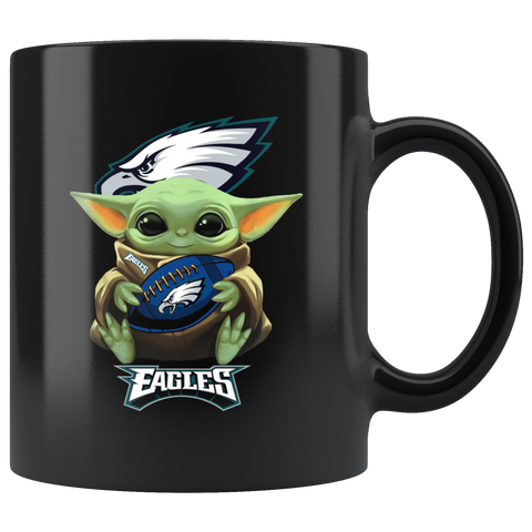 Philadelphia Eagles NFL Black Coffee Mug Football Star Wars Team Yoda Funny Coffee Mug Gift