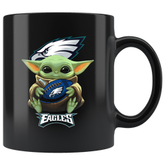 Philadelphia Eagles NFL Black Coffee Mug Football Star Wars Team Yoda Funny Coffee Mug Gift