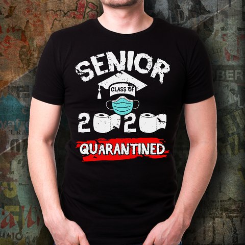 NEW! Senior Class Of 2020 Quarantine Graduation Toilet Paper Funny Black TShirt