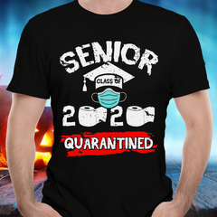 NEW! Senior Class Of 2020 Quarantine Graduation Toilet Paper Funny Black TShirt