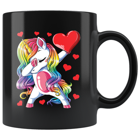 Dabbing Unicorn Heart Mug Valentines Unicorn Funny Cute Valentines Coffee Mug Gift