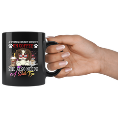 A Woman Can Not Survive On Coffee She Also Needs a Shih Tzu - Rainbow Text