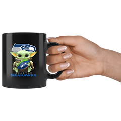 Seattle SEAHAWKS Baby Yoda Star Wars Cute Yoda SEAHAWKS Funny Black Yoda Coffee Mug Gift