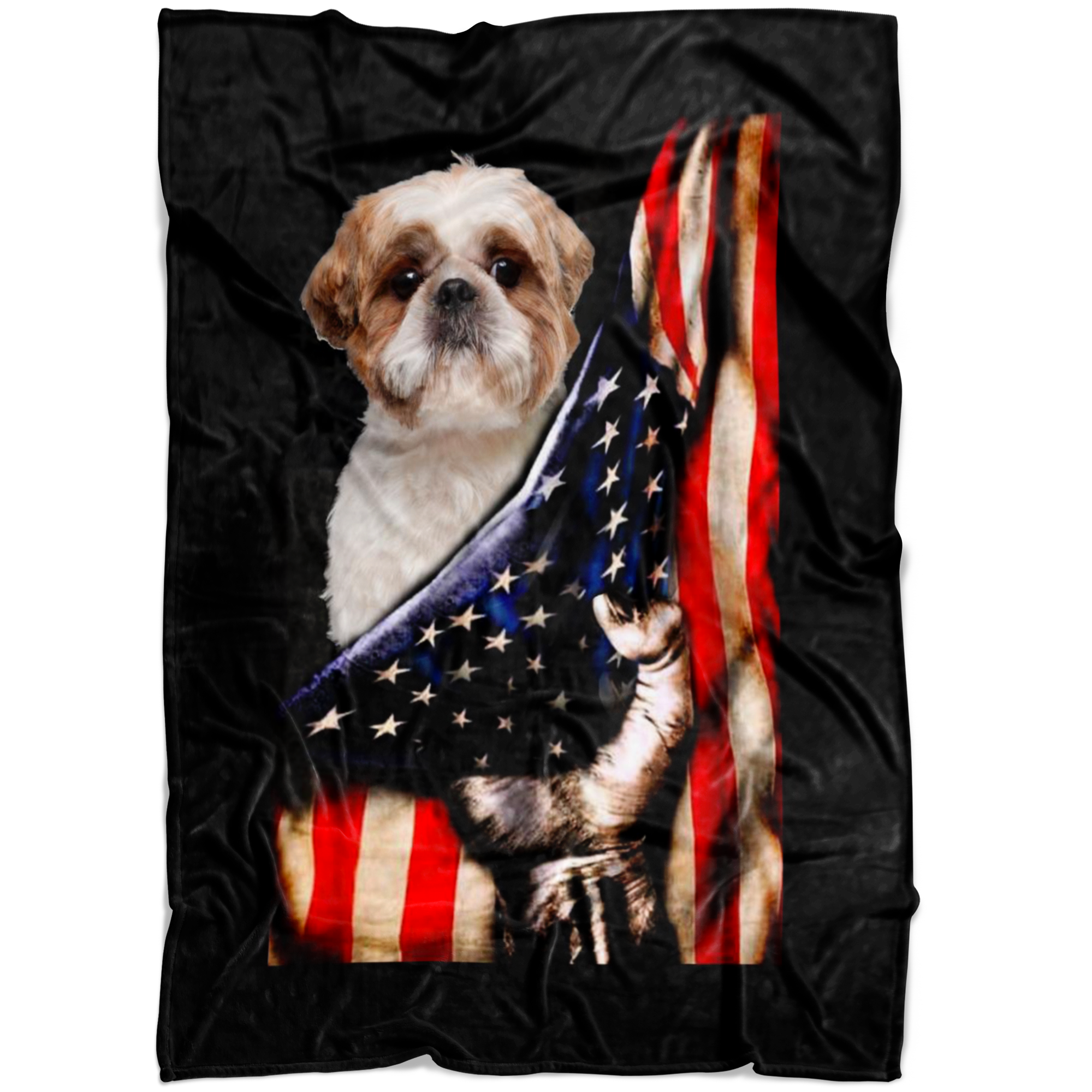 Shih Tzu US Flag Blanket