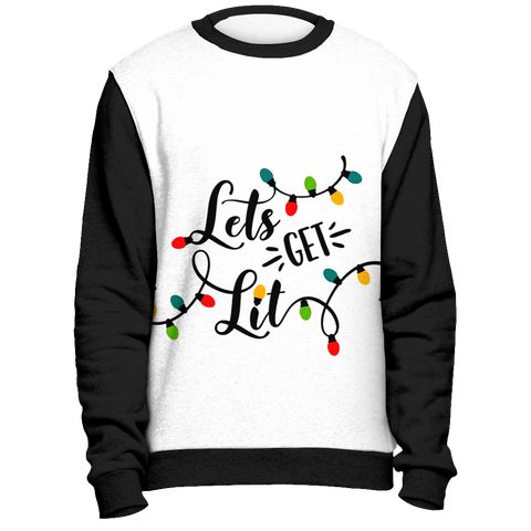 Christmas Lights Let's Get Lit Cute Black Ugly Christmas Sweater