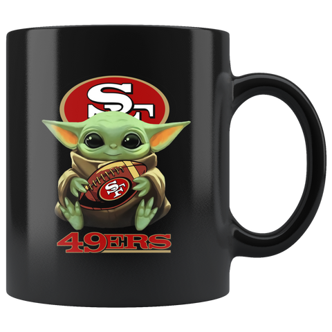 San Fransisco 49ers NFL Black Coffee Mug Football Star Wars Team Yoda Funny Coffee Mug Gift