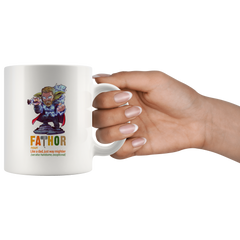 Fathers Day Superhero Funny Gift for Dad|Father's Day Funny Coffee Mug|FATHOR Mug Like a Dad Just Way Mightier Funny Father's Day Gift