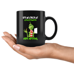 Grinch Let Me Check My GiveaShitometer Grinch Funny Black Coffee Mug Gift