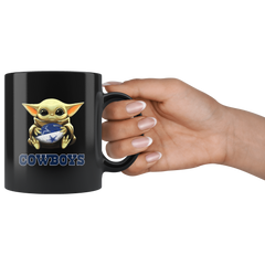 Dallas Cowboys Baby Yoda Star Wars Cute Yoda Cowboys Funny Black Yoda Coffee Mug Gift