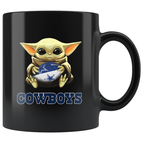 Dallas Cowboys Baby Yoda Star Wars Cute Yoda Cowboys Funny Black Yoda Coffee Mug Gift