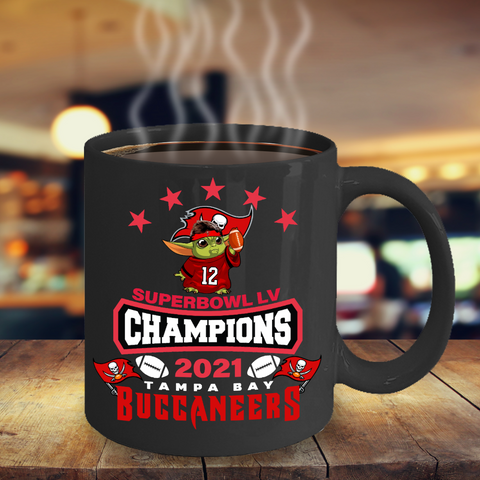 Tampa Bay Buccaneers Yoda Super Bowl LV Champs Black Coffee Mug