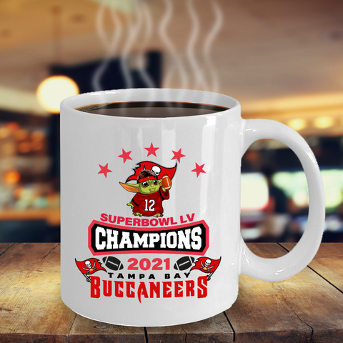 Tampa Bay Buccaneers Brady Yoda Super Bowl LV Champs White Coffee Mug