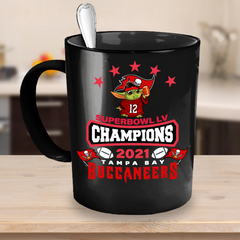 Tampa Bay Buccaneers Yoda Super Bowl LV Champs Black Coffee Mug