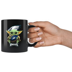 Philadelphia Eagles NFL Black Coffee Mug Football Star Wars Team Yoda Funny Coffee Mug Gift