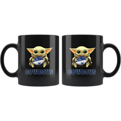 Dallas Cowboys Baby Yoda Star Wars Cute Yoda Cowboys Funny Black Yoda Coffee Mug Gift