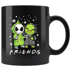 #FRIENDS Grinch And Jack Skellington Cute Funny Black Coffee Mug Gift