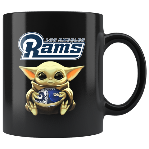 Los Angeles Rams Baby Yoda Star Wars Cute Yoda Rams Funny Black Yoda Coffee Mug Gift