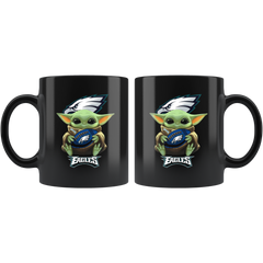 Philadelphia Eagles NFL Black Coffee Mug Football Star Wars Team Yoda Funny Coffee Mug Gift